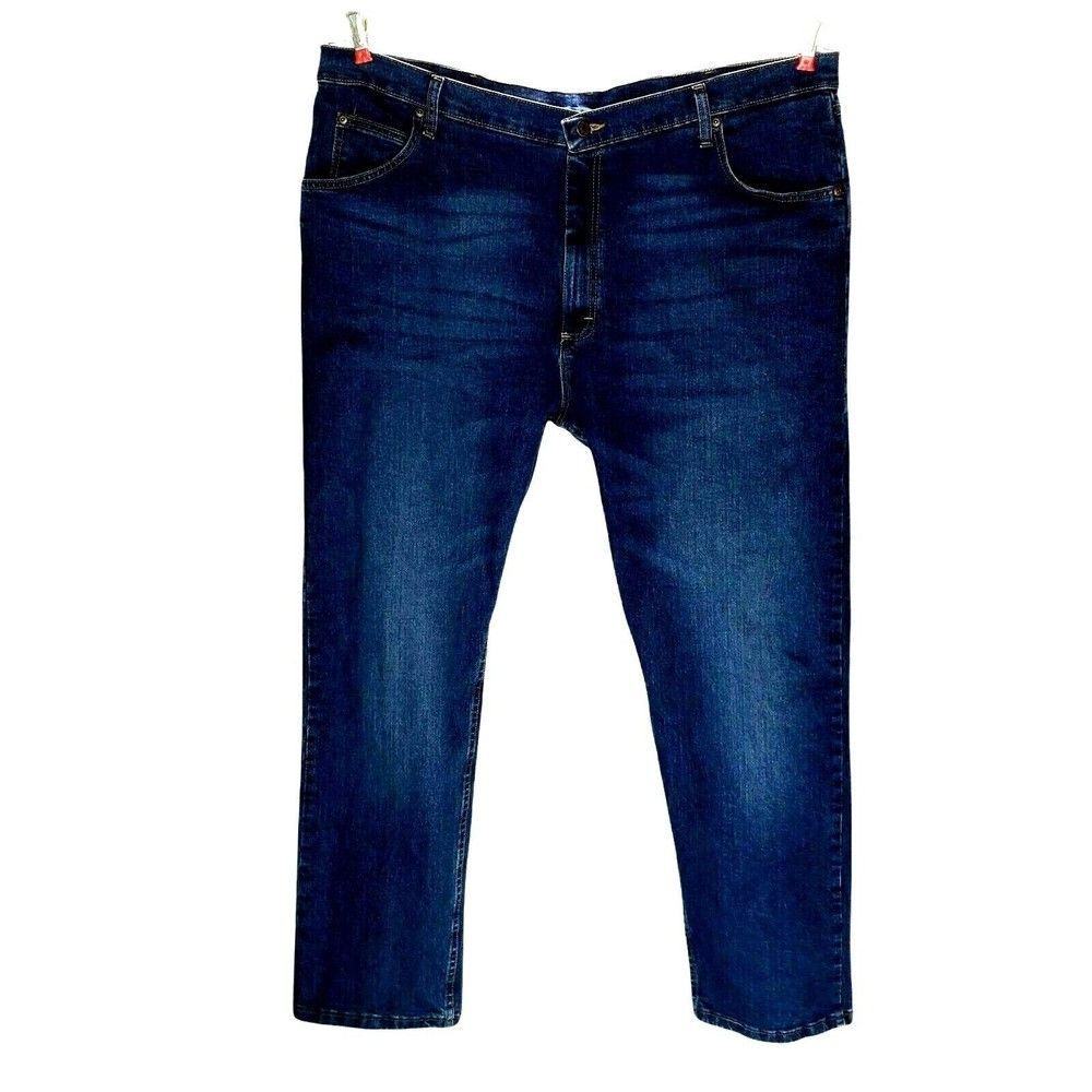 Wrangler Mens Jeans Actual Size 42x31 Dark Blue Wash Straight Leg